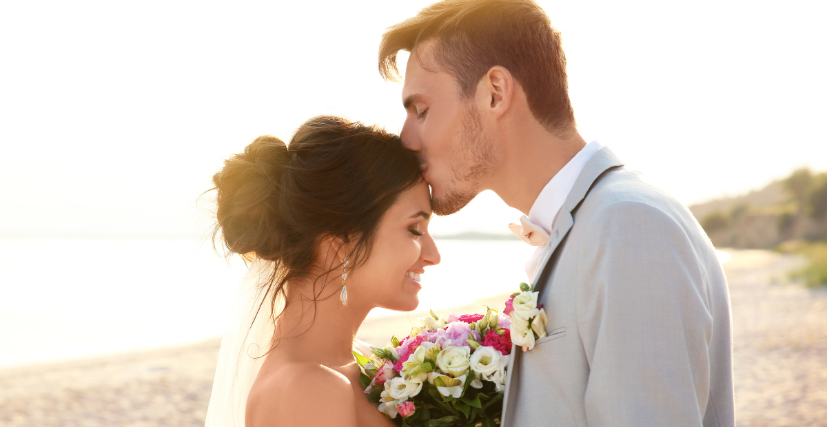 Couple on wedding day